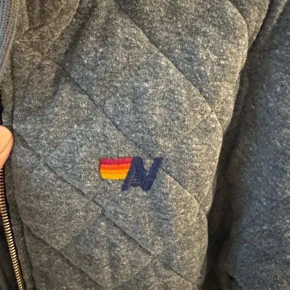 Aviator Nation: QUILTED ZIP HOODIE RELAXED - HEATHER GREY - Picture 3 of 11